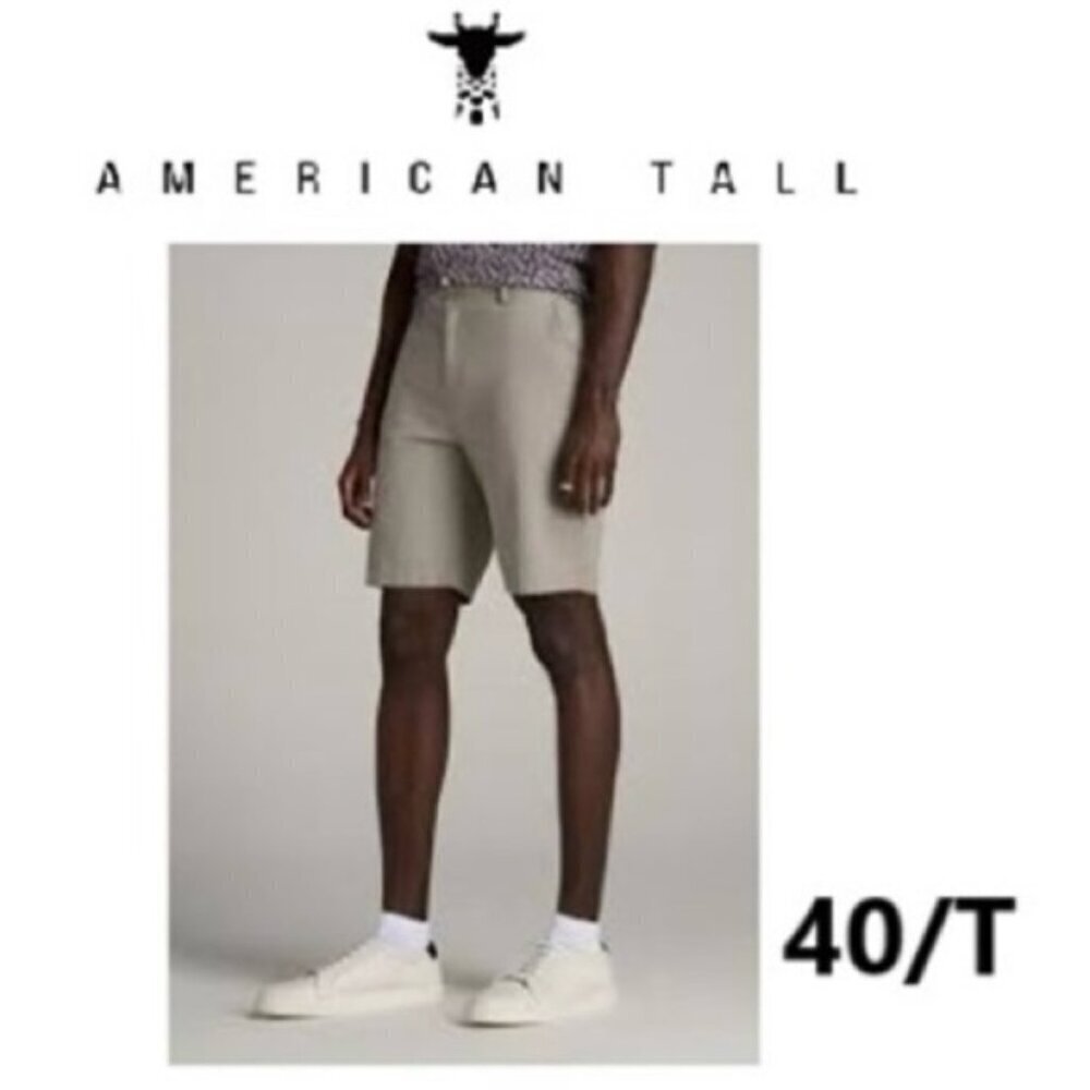 American Tall - Linen Shorts for Tall Men - Driftwood Brown. Size: 40/T. (1629)